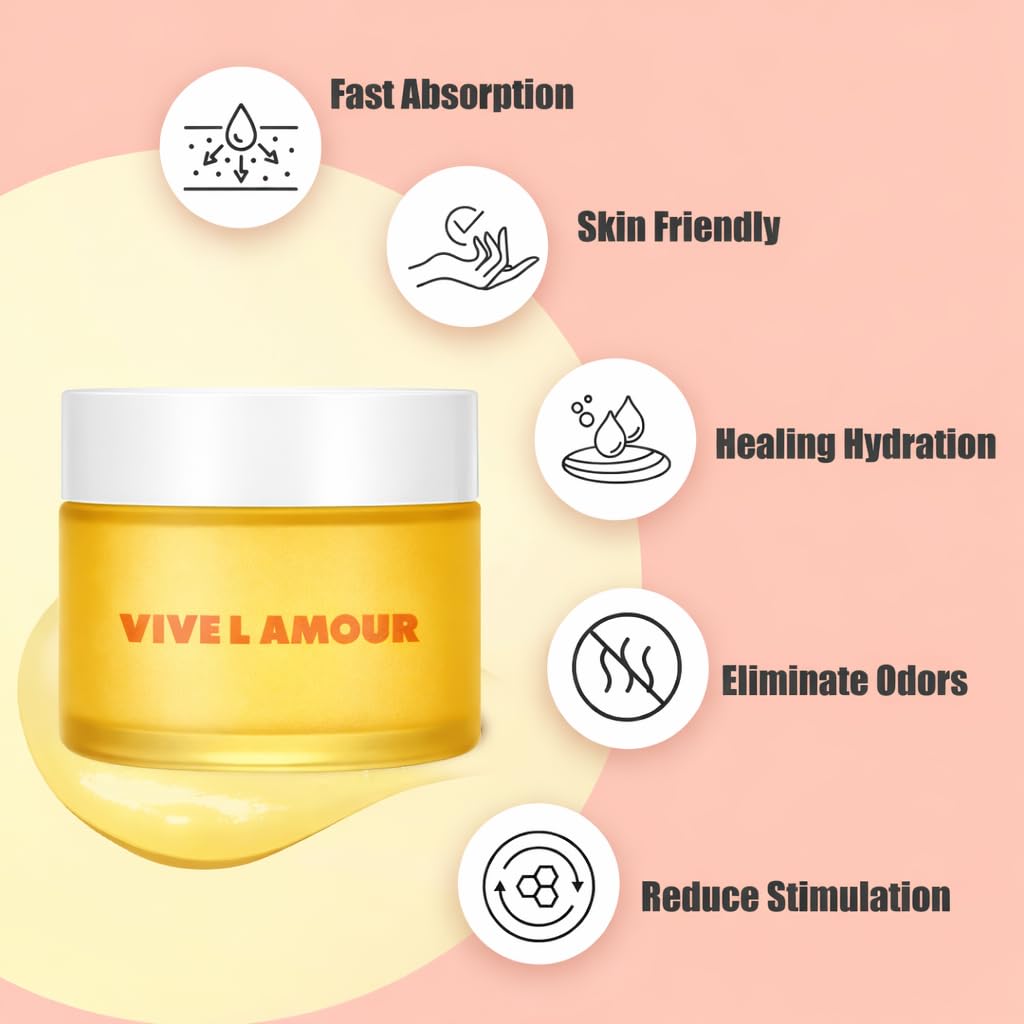 Vive L'Amour Organic Vulva Balm – External Intimate Moisturizing Care for Dry, Sensitive Skin During Menopause & Hormonal Changes – Hormone-Free Comfort Balm – 2 oz