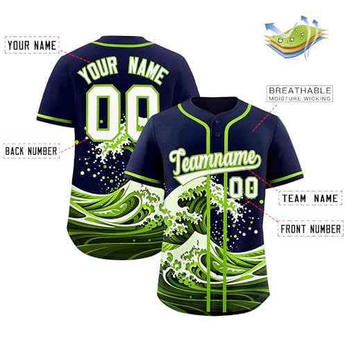 Camisa de beisebol moderna personalizada estampada com número de nome e número esportivo para homens