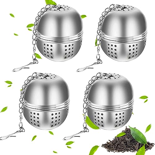 4 Pièces Boule à Thé 4cm Infuseur à Thé en Acier Inoxydable 304 Passoire à Thé à Boules de Maille avec Chaîne Boule à Épices Boule de Passoire à Thé pour Thé en Vrac, Épices et Assaisonnements
