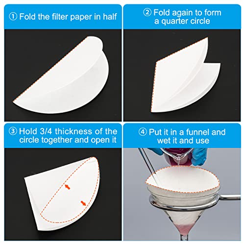 Image of PATIKIL 300Pcs 9cm Qualitative Filter Paper Circles, Slow Speed Round Laboratory Filter Paper Chemical Industrial Oil Testing Funnel Filter Paper
