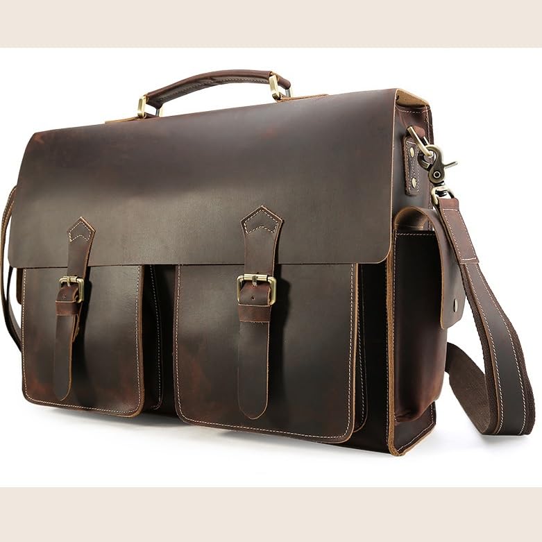 PTEXTU Leather Slim Briefcase for Men 15.6" Laptop Crossbody Messenger Bag Business Work Lawyer Attache Case4