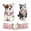 Tweed Ruffles Collar Christmas Dog Cat Bandanas Pet Scarf for Birthday Gift Premium Durable Fabric Holiday Costume for Small Medium Large Dogs Pink Small