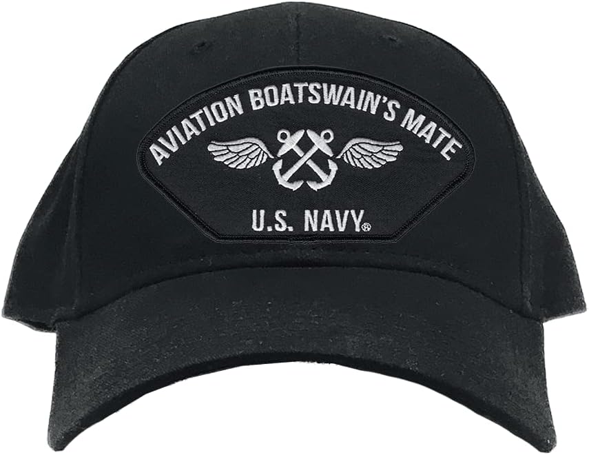 Military Productions US Navy Aviation Boatswains Mate Men's Hat - Officially Licensed Black Baseball Cap