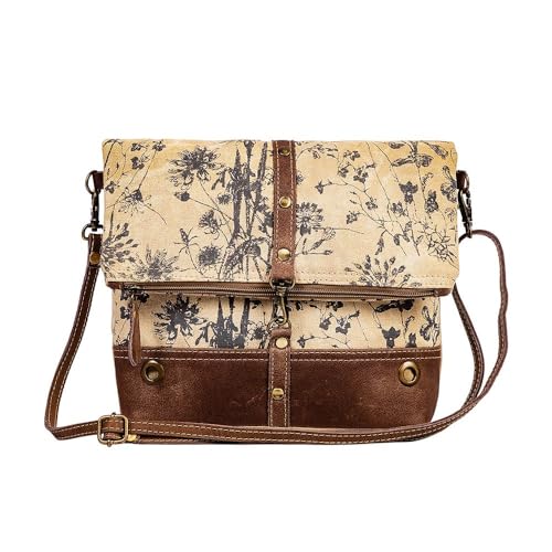 Image of Myra Bag Crossbody Bag for Women - Western Upcycled Canvas & Leather Shoulder Handbag