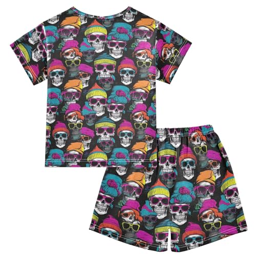 Sugar Skull Skeleton Gothic Pajama Set Pajamas Sleepwear Nightwear Loungewear Clothes Set B04029842