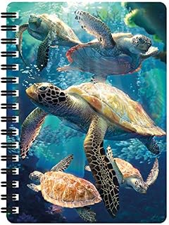 3D LiveLife Jotter - Sea Turtle Swim from Deluxebase. Lenticular 3D Sea Turtle A6 Spiral Notebook with Plain Recycled Paper Pages. Artwork Licensed from Renowned Artist David Penfound