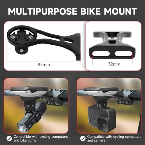 Image of Bike Computer Mount - Out Front GPS Combo Mount for Garmin Wahoo Bryton Cateye, Mountain Bike Accessories Compatible with 32mm 1.26'' Handlebar, Black