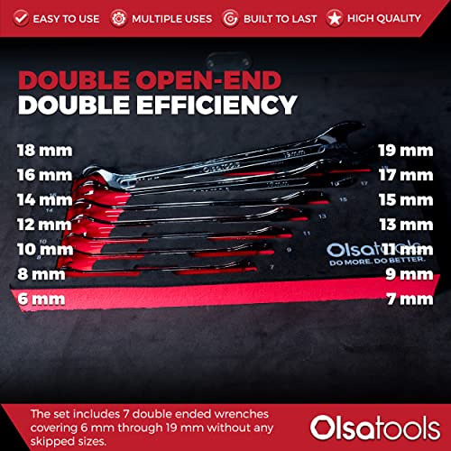 Olsa Tools Thin Wrenches Set - Open Ended Wrench Set (7Pc Metric) - Super Thin Wrench Set - Slim Wrench Set - Flat Wrench Set Thin - Flat Wrenches - Thin Open End Wrench Set - Part: 1499 #TOP2