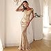 Miss ord Women's Formal V Neck Sequin Evening Prom Dresses, Mermaid Party Maxi Gown Gold