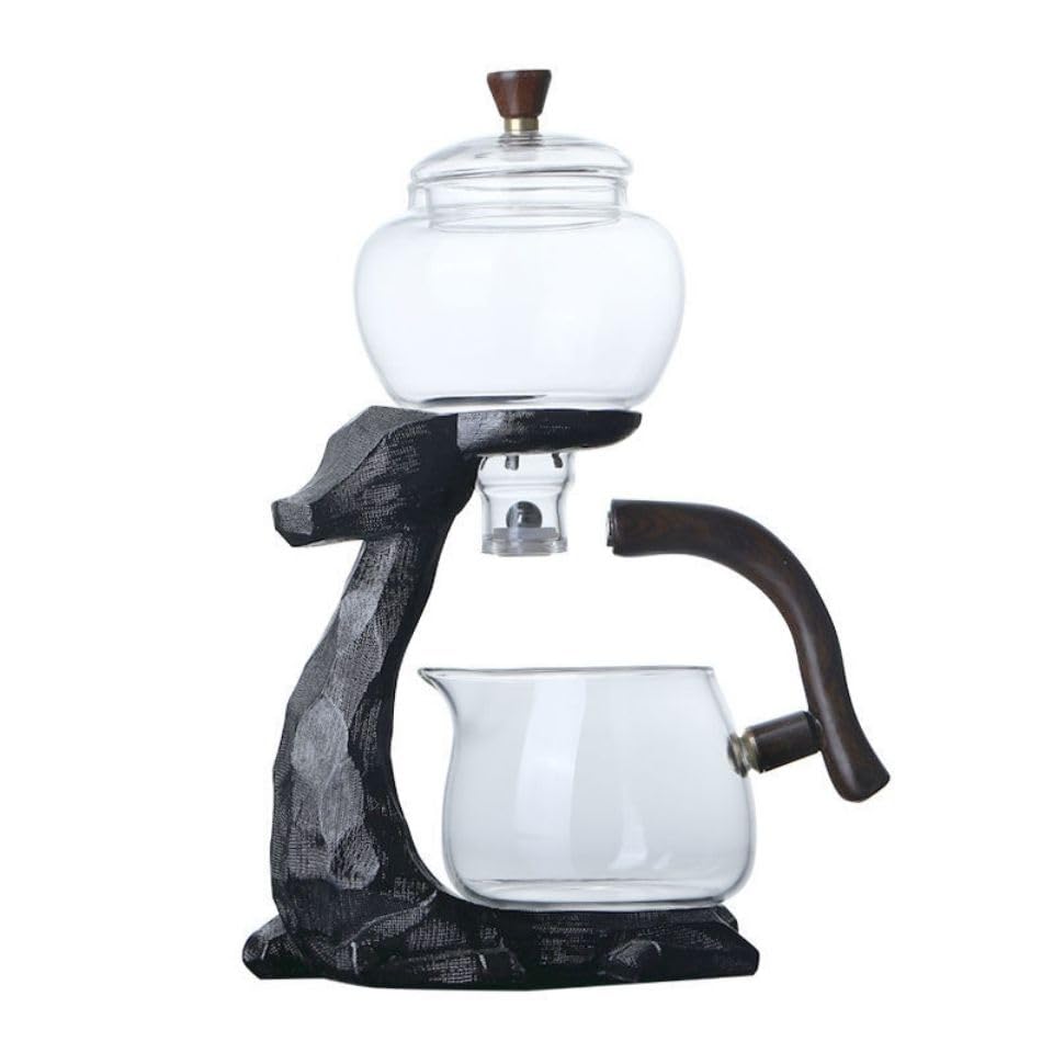 Service à thé en verre Kungfu d'exception avec infuseur cerf noir semi-automatique