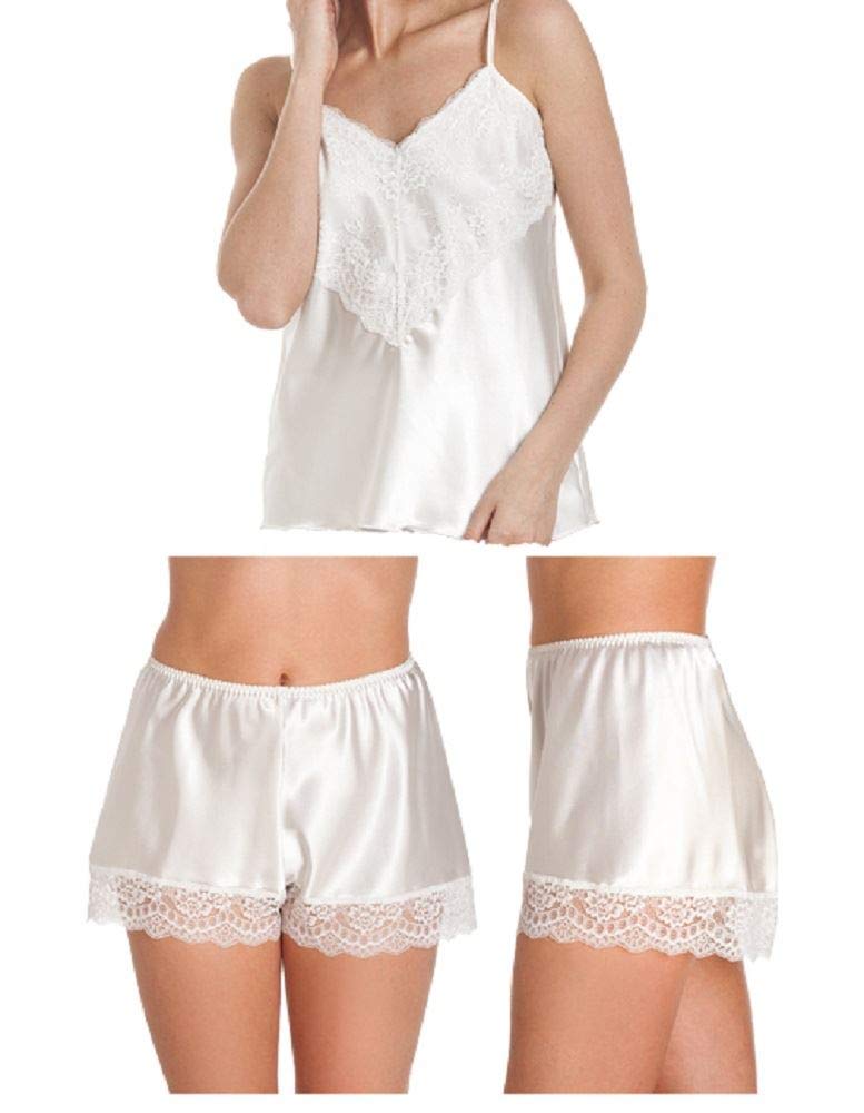 Undercover CT46-F58 Womens Luxury Satin Camisole Knicker Set Ivory XOS