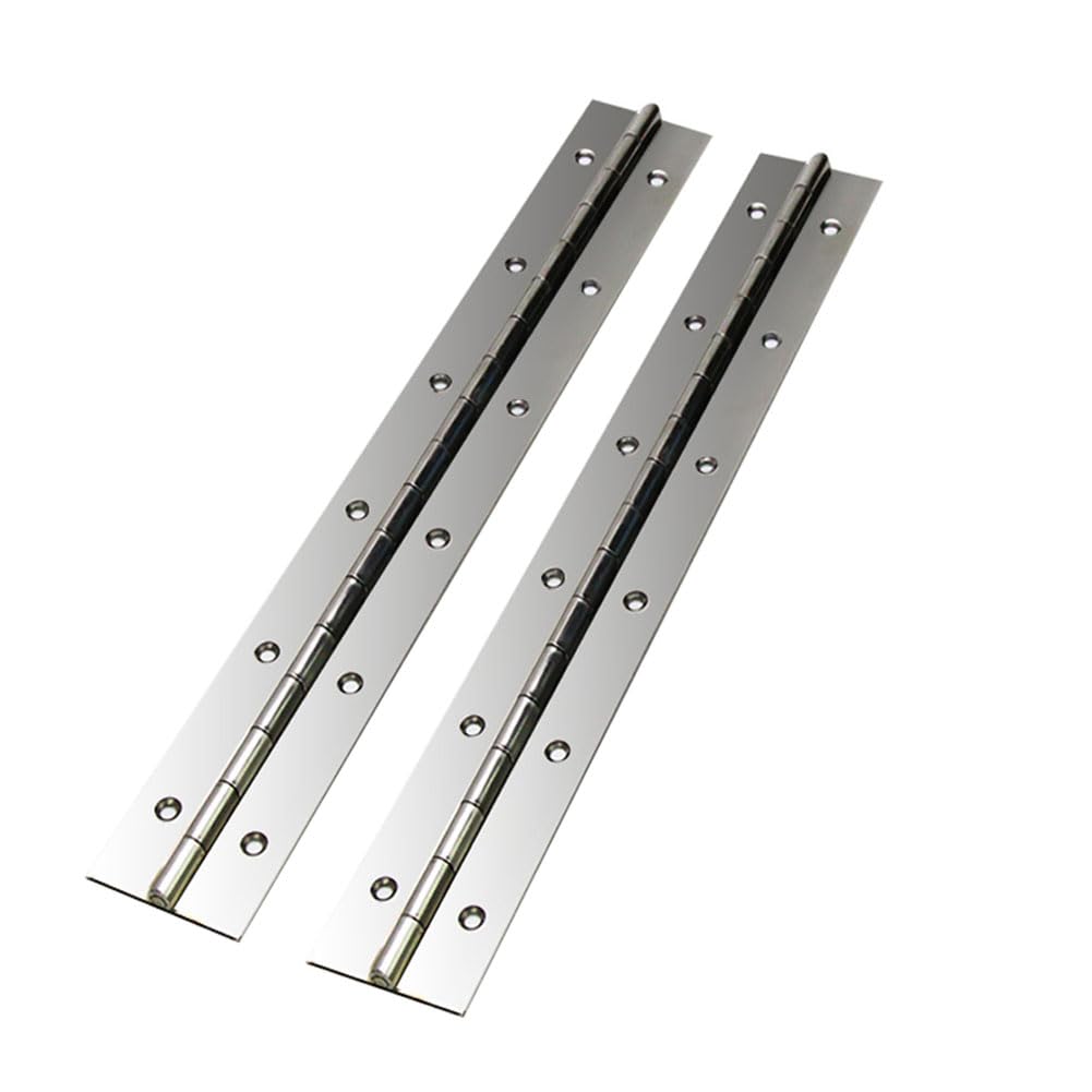 Hoopever 2 Pack Continuous Piano Metal Hinge, 600 x 50 x 1mm Stainless Steel Long Hinge 270 Degree Open Heavy Duty Furniture Hinge for Pianos, Cabinet, Doors, Large Windows, Boats, with Screws, Chrome