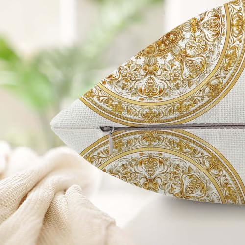 Housse de coussin de salon de jardin avec motif datura couleur d'or lot de 4 carré S653