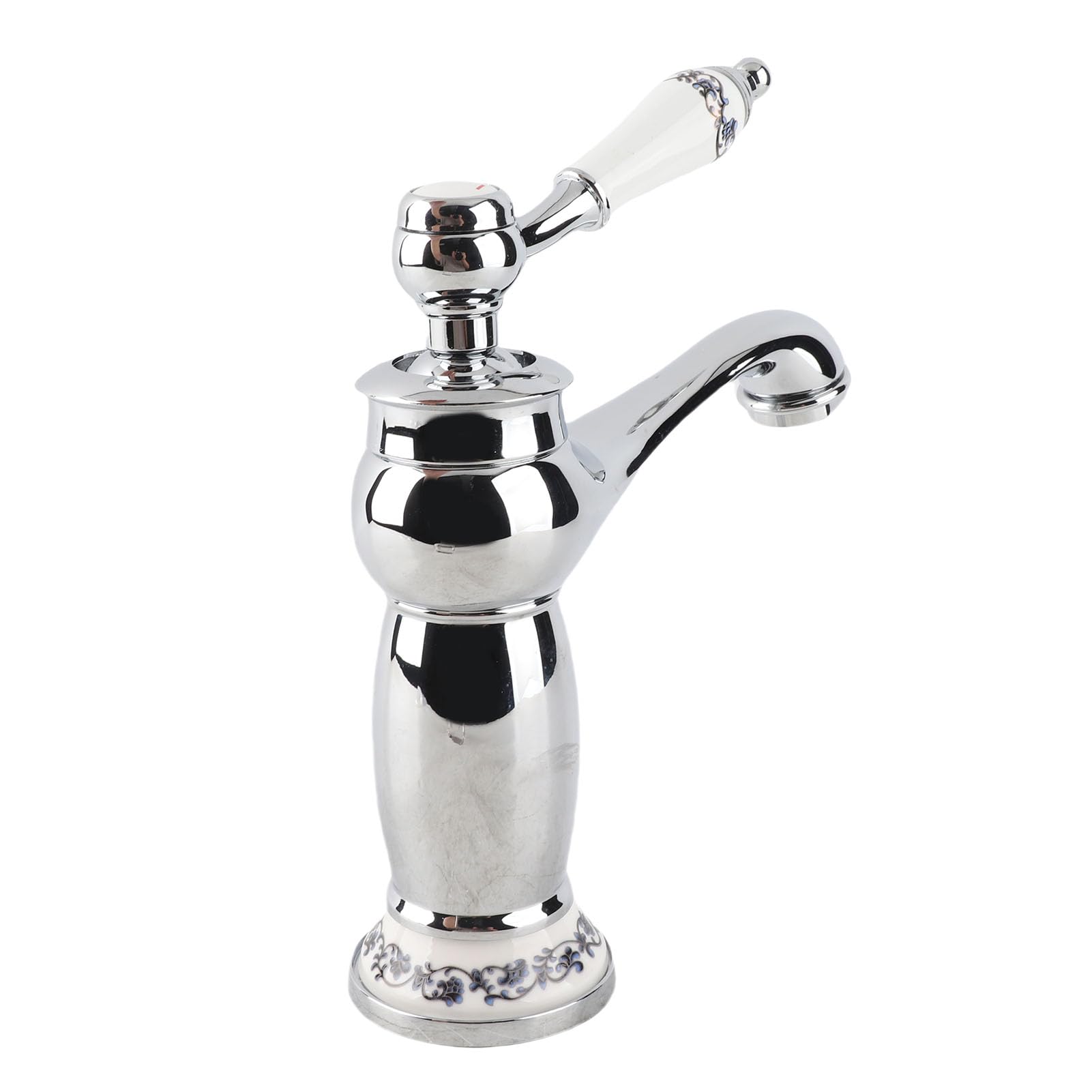 Garosa Grifo Mezclador Vintage con Flor, Grifo de una Manija en Bronce Cromado para Lavabo, Diseño Elegante y Duradero, Ideal para Agua Fría y Caliente