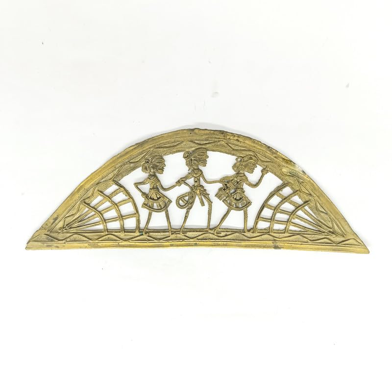 Shabari Emporium Handmade Bell Metal Craft Decorative Peacock Jaali | Bastar Dhokra Art,Large,Yellow,1 Piece