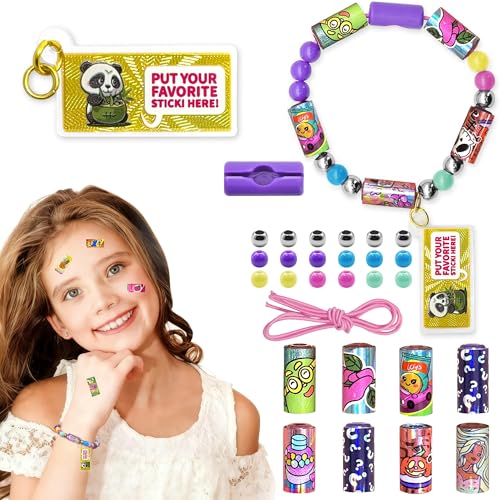 xouyhzy Creative Sticky Rolls Bracelet Making Kit for Kids80 Reusable Stickers DIY Surprise Sticker Roll Craft for Girls&Boys Ages 5-12 Ideal Classroom&Party Gift Activity(80 Reusable Stickers)