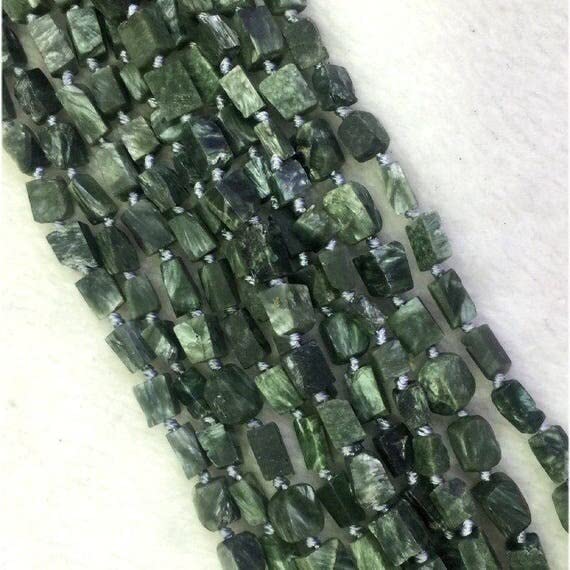 Seraphinite verte en perles brutes et mates pour créer vos bijoux bohèmes chics - 2