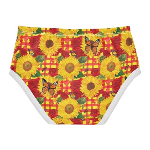 Joisal Bright Sunflowers Red Plaid Yellow Girls Underwear Toddlers 2t Cotton Cute Panties Girl Fun Undies Kids Briefs2