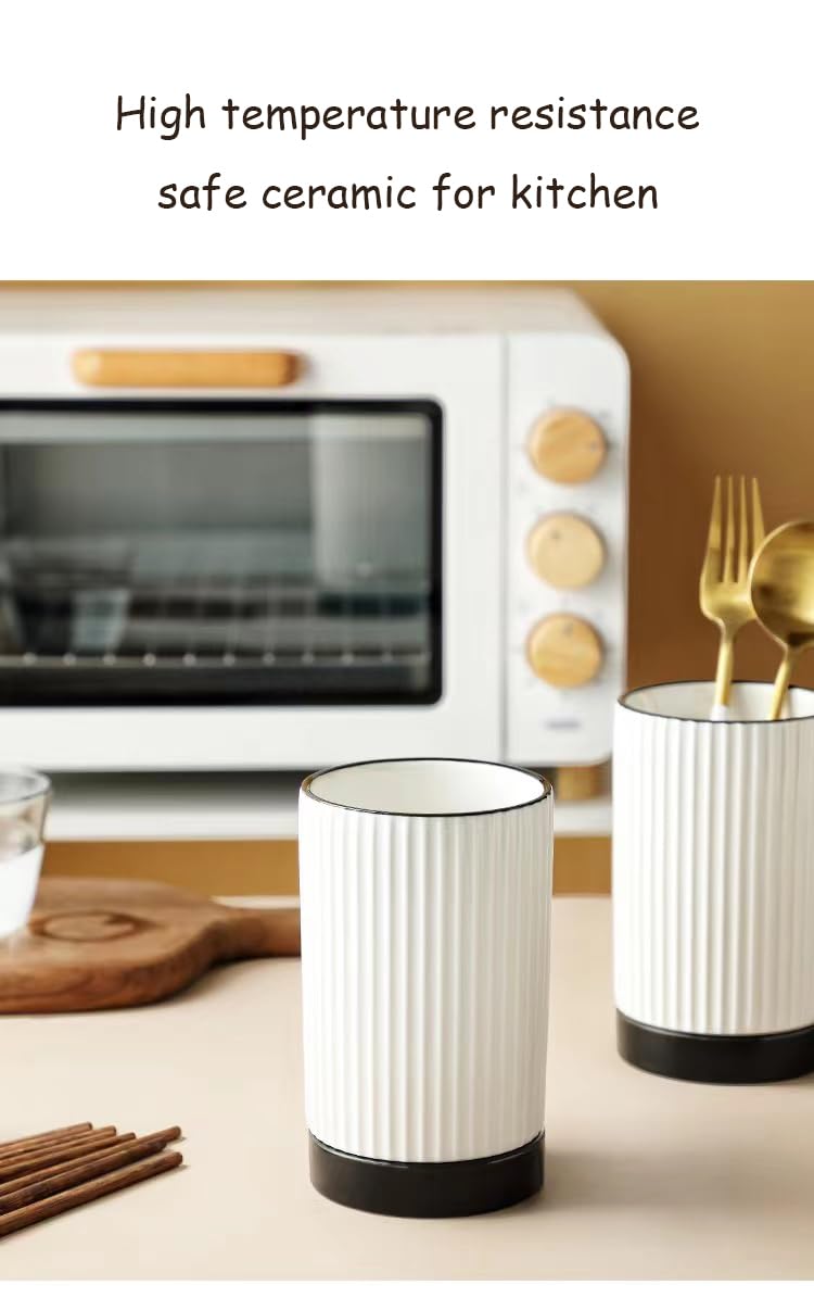 Kitchen utensil holder for Countertop, Ceramic Cooking organizer for Kitchen Counter, Modern Spatula Holder,Spoon holder, 5.3”H x 3.4”D