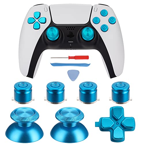 Avericht Metal ABXY Buttons Dpad Thumbsticks for PS5 Controller, Metal Aluminum Action Buttons & Dpad & Analog Stick Replacement Kit for PS5 Controller (Metal Blue)