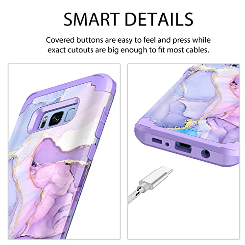 Miqala MI0073-01 For Galaxy S8 Case,Marble Design Three Layer Heavy Duty Shockproof Hard Plastic Bumper +Soft Silicone Rubber Protective Case For Samsung Galaxy S8,Purple thumb #3