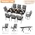 Trumbeak 9-Piece Patio Dining Set Outdoor Conversation Set,Metal Outdoor Furniture Set with Umbrella Hole Cut-Out 78.7" x 35.4" Table and 8 Metal Chairs for Backyard,Garden,Grey