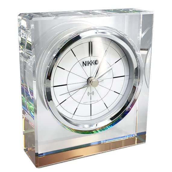 Amazon.co.jp: NIKKO 置き時計 電波 アナログ クリスタルガラス