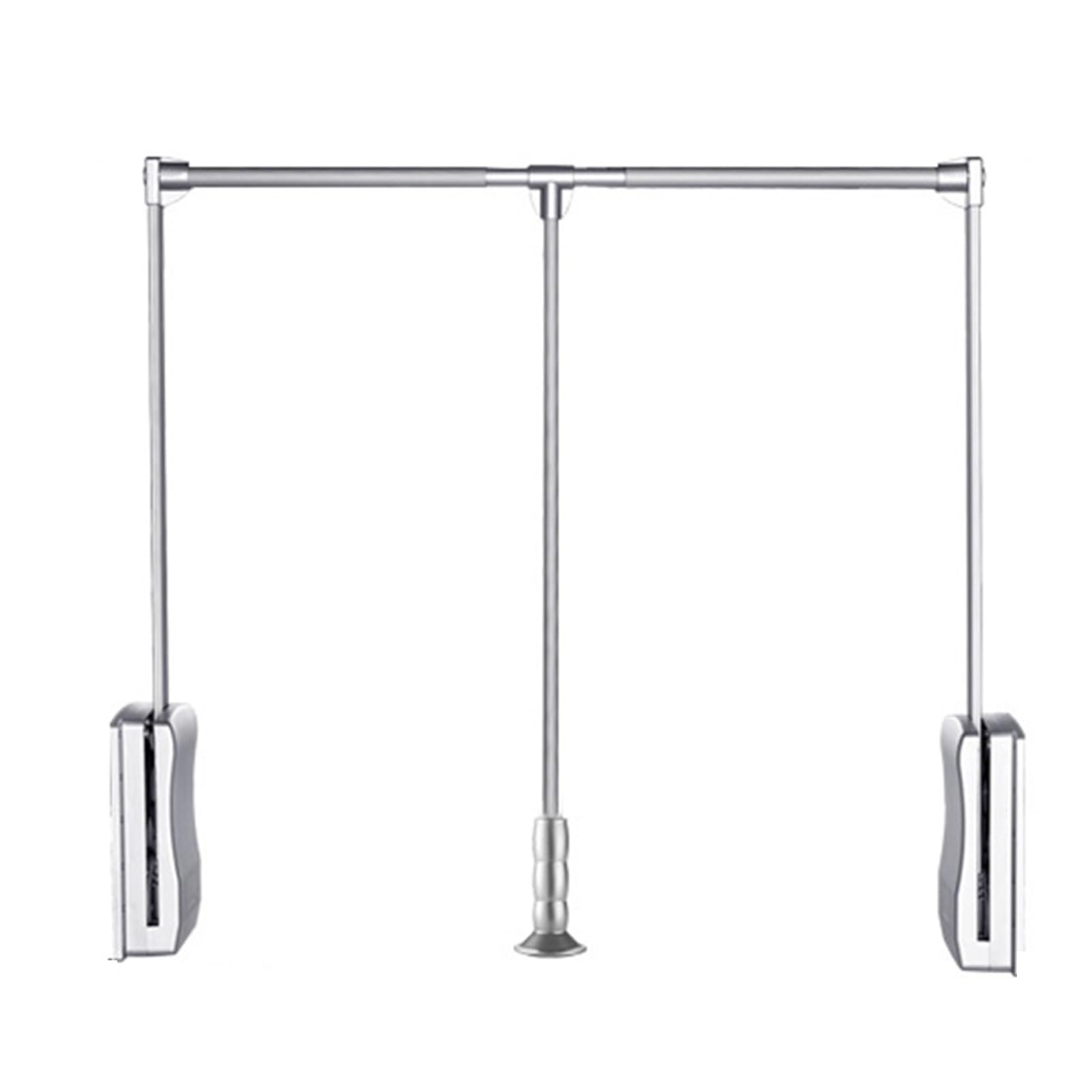 GTHTUHFD Pull Down Closet Rod, Wardrobe Rail Clothes Hanger Aluminum Rod,Extendable Cloth Hanger, Weight Capacity 15Kg For Wardrobe Closet Cloakroom Cupboard,Silver-510-660MmSilver-510