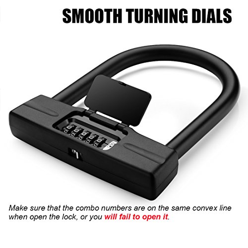 image for USHAKE Bicycles U Lock, Heavy Duty Bike Scooter Motorcycles Combinatio