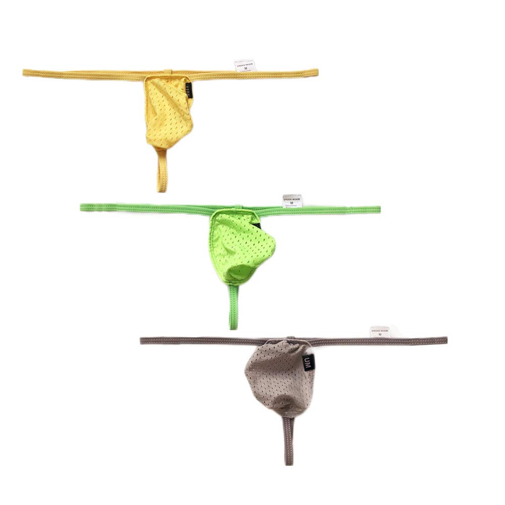 Mens Solid Underwear Mens Undie Low Rise G-String Thongs Pack of 3