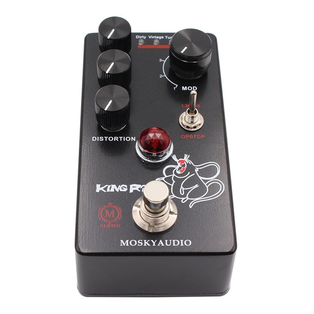 Pedal de efectos de guitarra, distorsión de pelusa, selección de 4 modos, control de filtro de volumen, para guitarra eléctrica, color negro