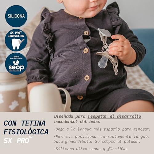 Miniatura 6 de Suavinex, Set Biberones Recién Nacido, Pack Regalo con: 2 x 270 ml Flujo Medio + 2 x 150 ml Flujo Lento + Chupete de 0 a 6 Meses, Tetinas Fisiológicas SX Pro de Silicona, 5 Pcs, +0M, Wild&Free Beige