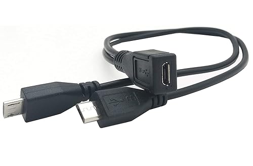 Cable divisor micro USB, micro USB 1 hembra a 2 machos, cable de carga de extensión divisor en Y para Galaxy S5 i9600 S4 I9500 Note2 (1.0 ft/12