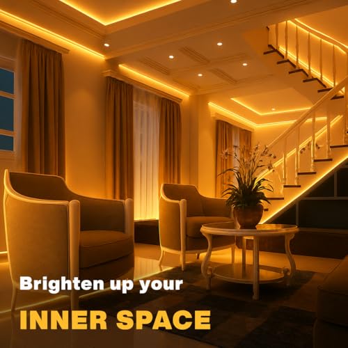 Image of MoonlitDreams 10M LED Rope Light | 120 LEDs /M Waterproof Strip Light | Warm White Flexible Cove Light for False Ceiling, Balcony, Bedroom, & Indoor Outdoor Decoration | Plug & Play Decorative Light