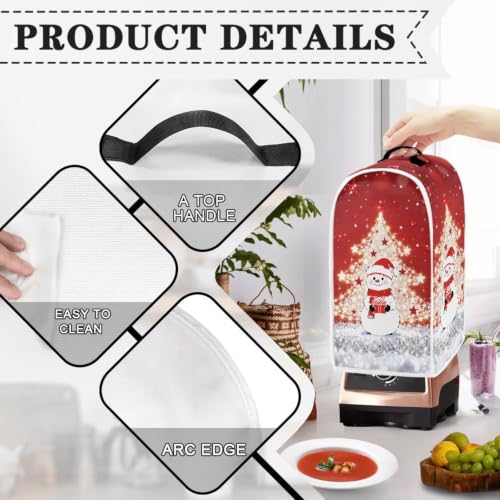Image of Christmas Tree Snowman Blender Dust Cover, Anti Fingerprint Polyester Stand Mixer or Coffee Maker Appliance Protector, Stain Resistant Blender Cover for Kitchen Appliance Holiday Gifts