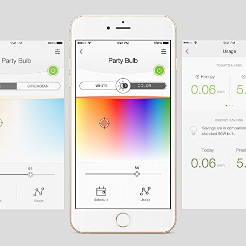 Kasa app interface displaying scheduling and energy usage features