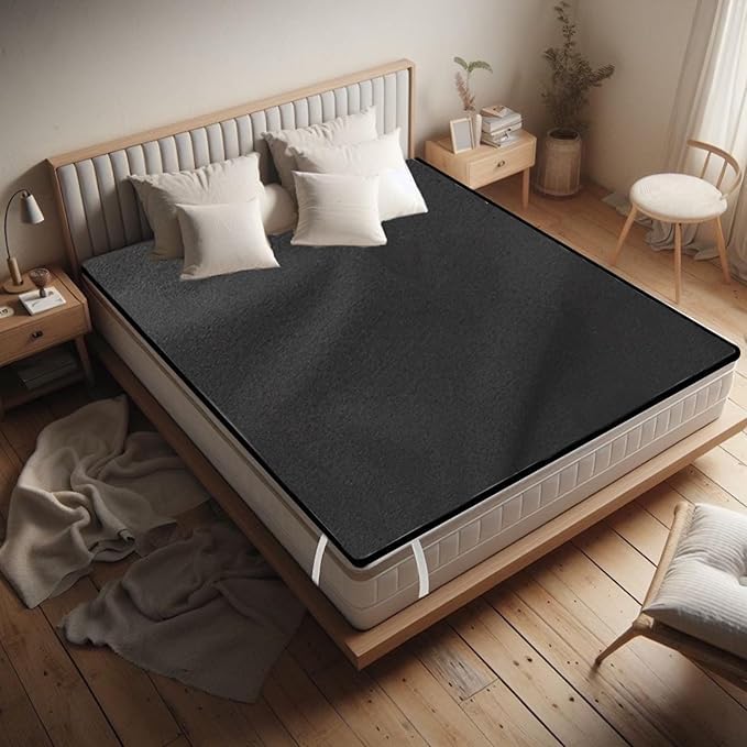 Image of Maximus Ultra Soft PVC Waterproof Mattress Protector Cover Double Bed | Mattress Protector Cover Double Bed - 72x72, Black
