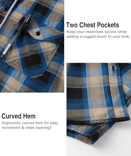 3-Pack Little Beauty Men's Flannel Plaid Hooded Button-Down Shirt Jacket (Various, M-3XL) - image 6