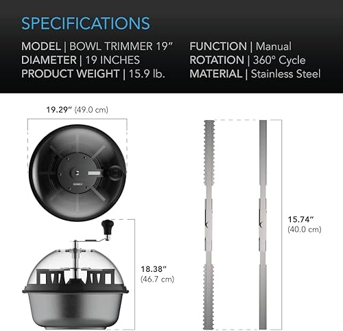 Miniatura 9 de AC Infinity Bud Leaf Bowl Trimmer 16 pulgadas, cúpula de visibilidad transparente con cuchillas afiladas de acero inoxidable, para cortar hojas,