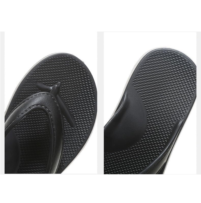 Men's flip-flops outside wear clip-on beach shoes couples shock-absorbing arch support sandals(Nero,Women/7.5-8.5)4
