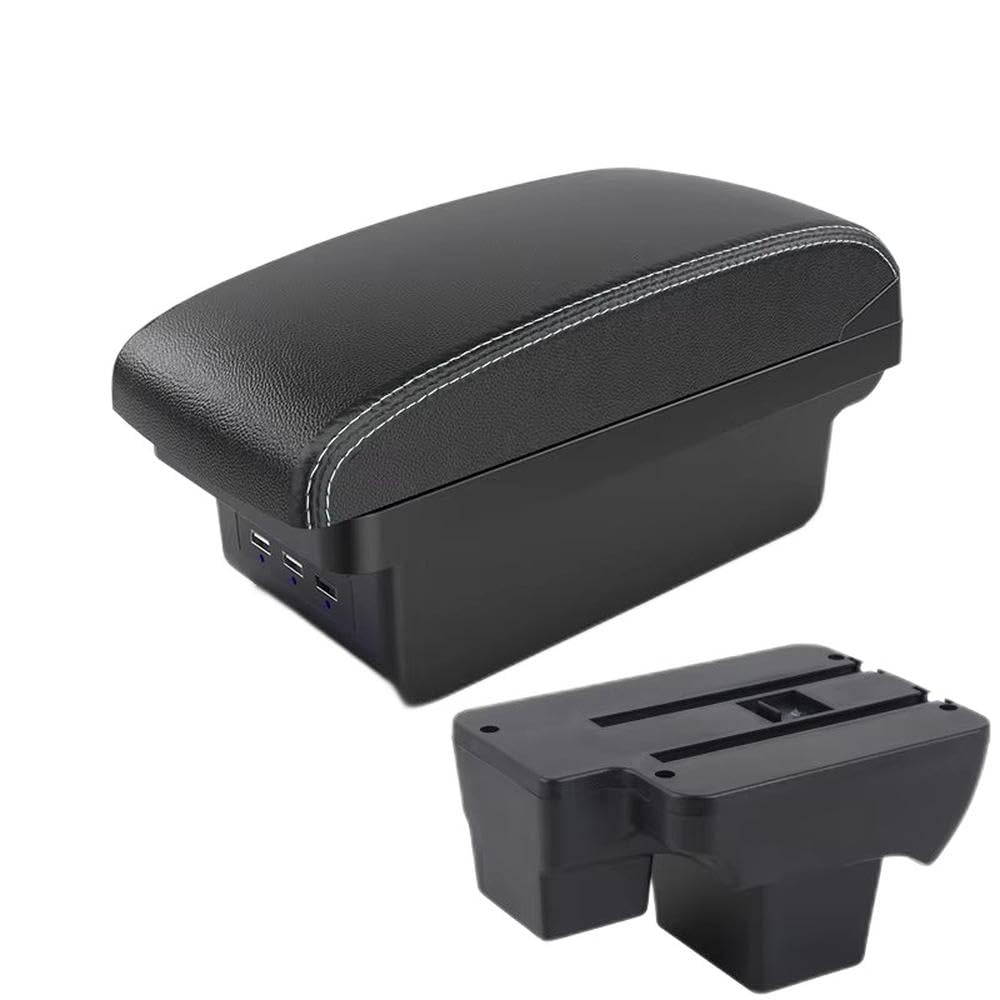 SXQPOCAR For Polo 2020-2024 Armrest Box Car Armrest Retrofit Storage Box Replacement Parts(B3 Black white 3 USB)