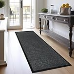 Homatz Hallway Runner Rug Heavy Duty Non-Slip Rubber Back, Grey 60x120cm Long Carpet Runner - Dirt Trapper, Water Absorbent Runner Mat, Washable Rugs, Carpet for Hallway Kitchen Living Room