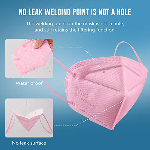 Wwdoll Kn95 Face Mask 50 Pack, 5-Layers Breathable Kn95 Masks, Pink #TOP4