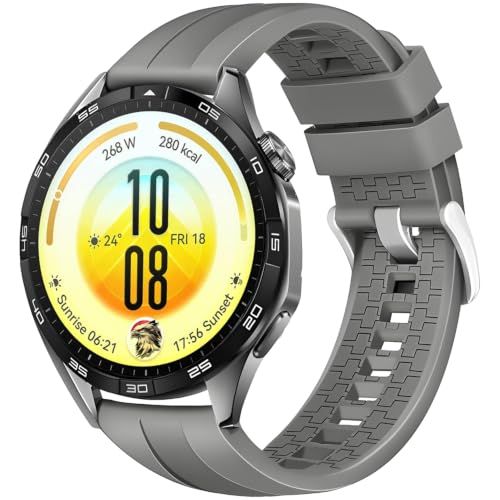 Huawei ile Uyumlu 22 mm Kordon GT6/GT6 Pro/GT Runner 2/GT5/5 Pro/GT4/GT3/3 Pro 46 mm için Yumuşak Silikonlu GT6 Pro Kordon Yüzeyi Şerit Görünümlü GT6 46 mm Kordonu