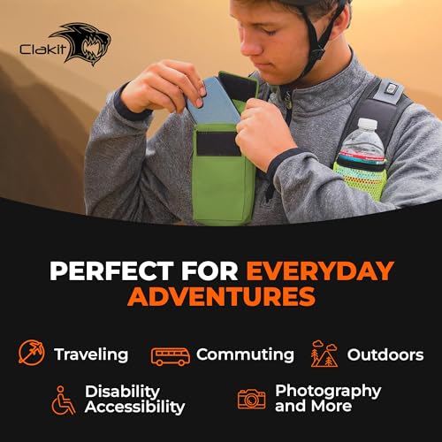 image for Clakit Smartphone Strap Pack - Backpack Shoulder Strap Pocket (Olive) 