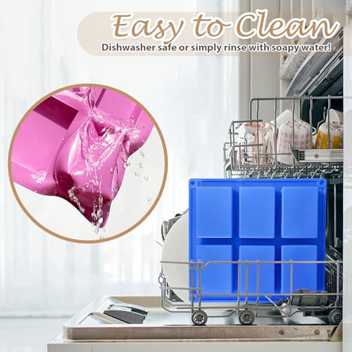 Image of HKNMTT 3Pcs Rectangle Soap Molds 6-Cavity Silicone Mold for Handmade Craft | Food Grade, for Deep Chocolate Bar Rice Krispies Treats Cake Desserts Ice Cube Wax Melts Soap Homemade, Non-Stick BPA Free