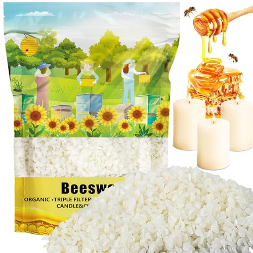 CARGEN White Beeswax Pellets - 428g(0.94lb) Bees Wax Pellets Melts Organic Beeswax for Skin, Bees Wax for Candles Making Triple Filtered for Lip Balm Lotion and Soap Making Supplies