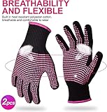 Sopito Heat Resistant Gloves for Hair Styling, 2 pcs Professional Heatproof Glove Mitts with Silicone Nodules for Hair Tools, Curling Iron Wand, Flat Iron, Hot-Air Brushes, Red - Image 5