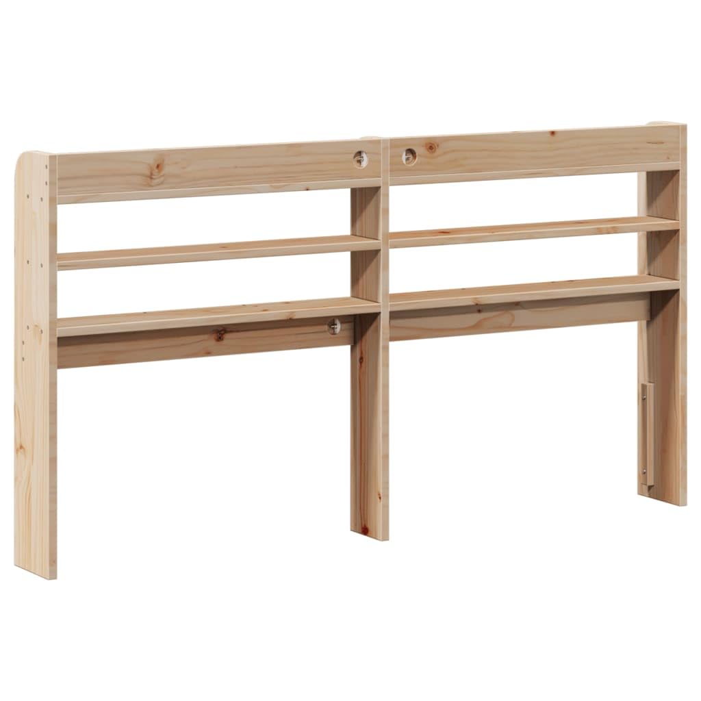 Testiera da letto in legno di pino massello da 160 cm, autoportante, con tre ripiani