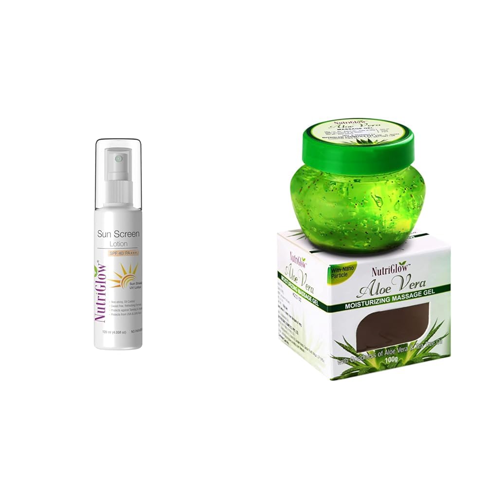 NutriGlow Sunscreen Lotion SPF 40 & PA+++, sulphate Free, 120 and NutriGlow Aloe Vera Gel 120ml (Pack of 2)-picture-30